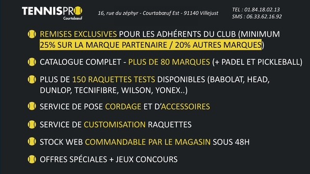 Message de notre partenaire TennisPro