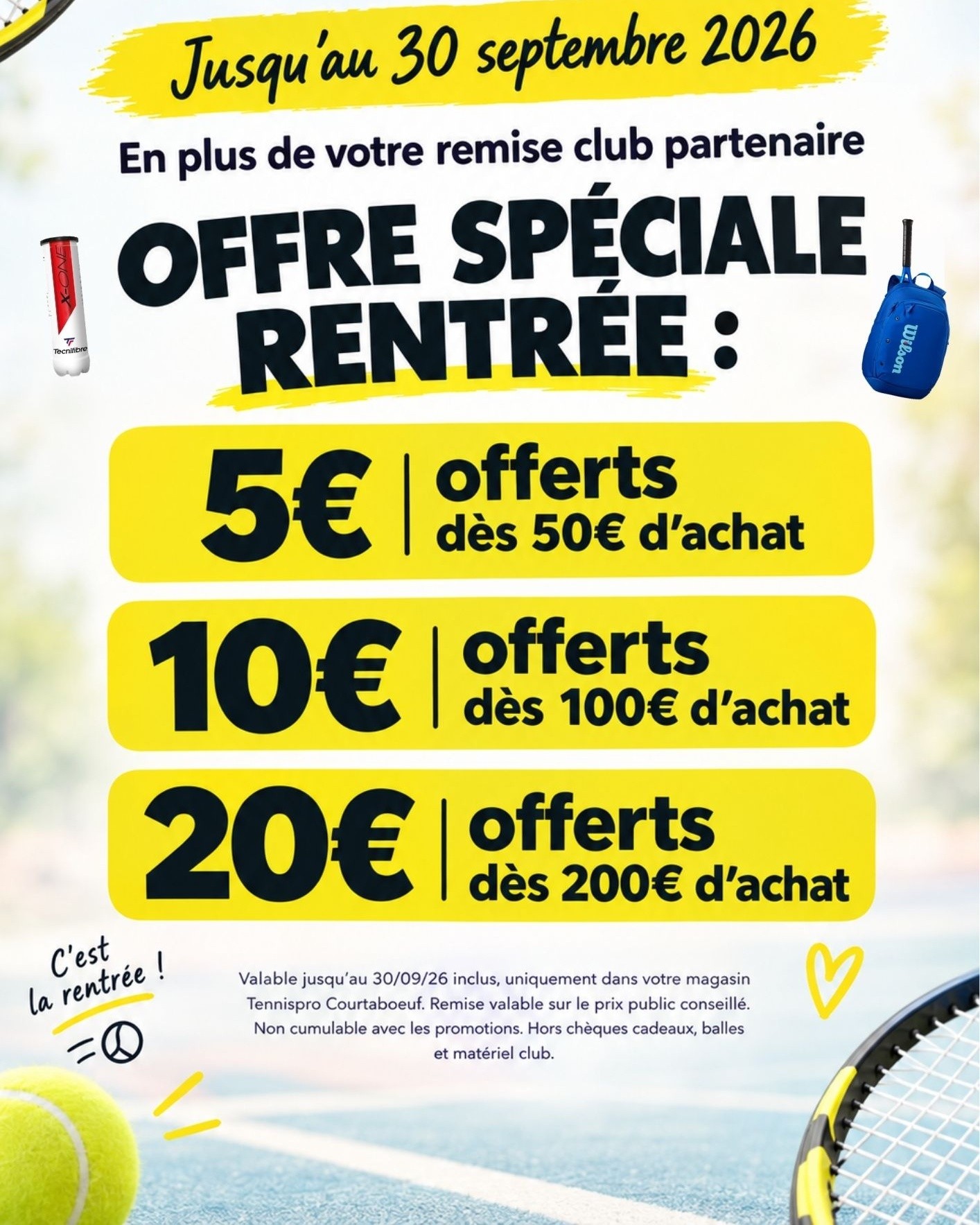 Promotions de rentrée chez notre partenaire TennisPro